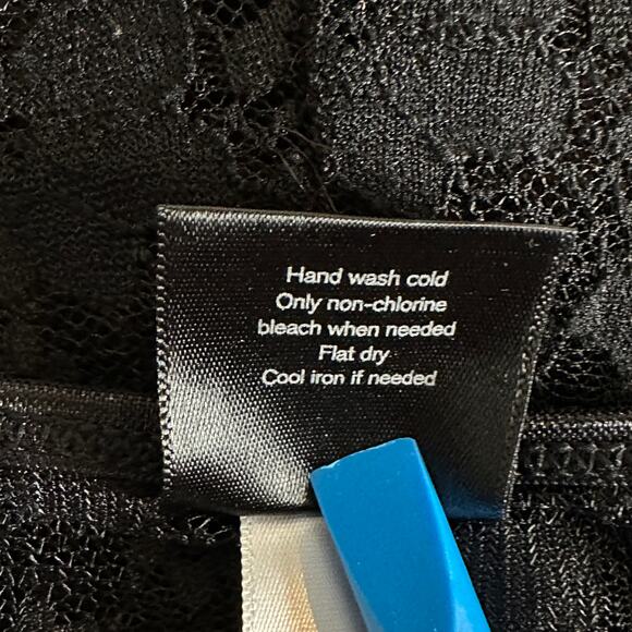 Lacey Slip Dress Chemise Large Black Sheer Ruffle Top Stretchy Siren Coquette - Picture 5 of 6